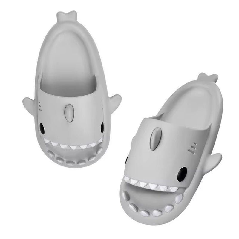 Fashion Shark Slippers for Women Men Outdoor Beach Slides Bathroom Non-Slip Thick Sandals Home Couple Flat Shoe Shark Flip Flops