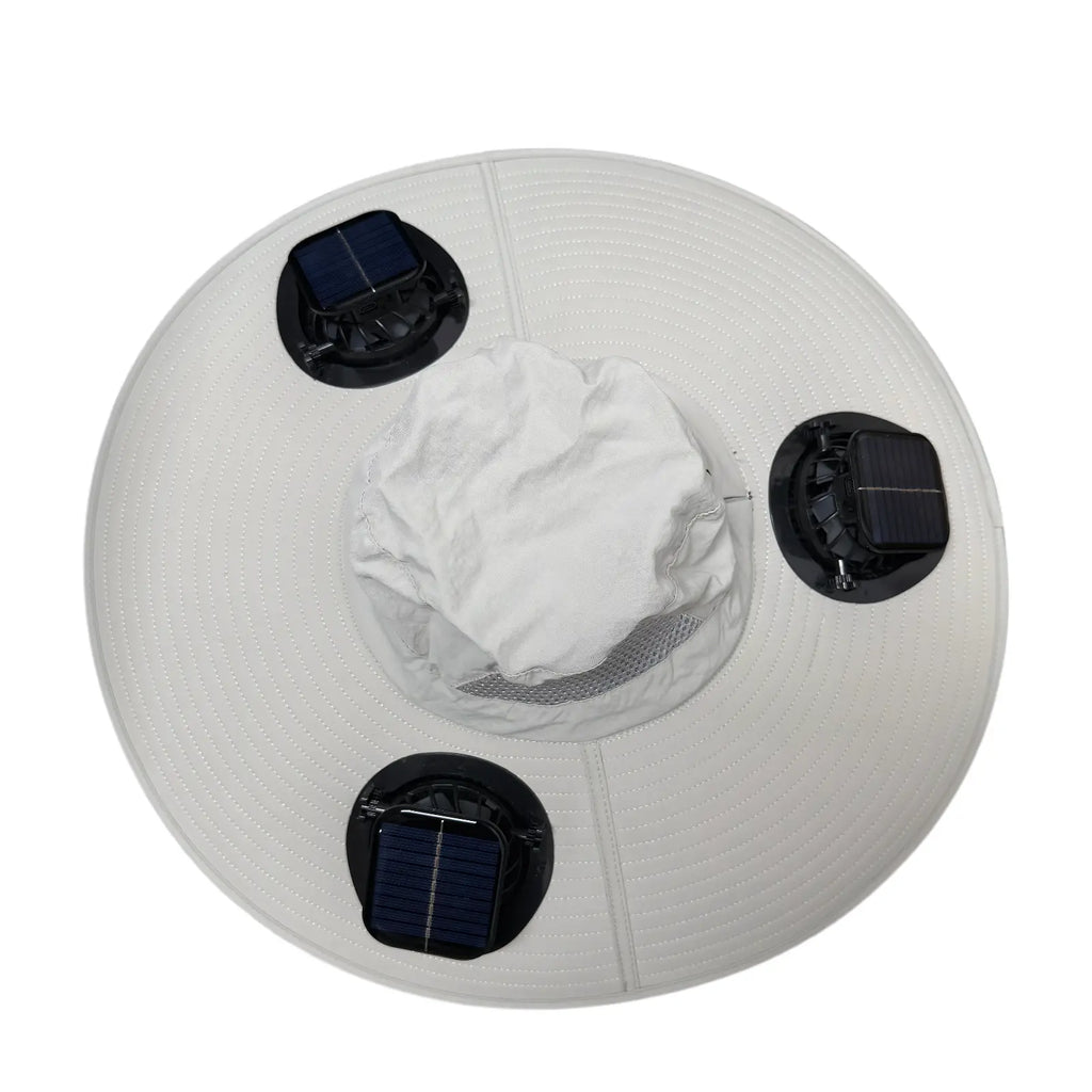 2026 New Three Solar Fan Outdoor Cooling Fan Hat — Sun Protection Hat with Solar Fan,Three-Power Rechargeable Fan,Outdoor Water-Resistant Fan Hat,Ideal for Sporting Events,Unisex Design Tiktokshopspringglowup