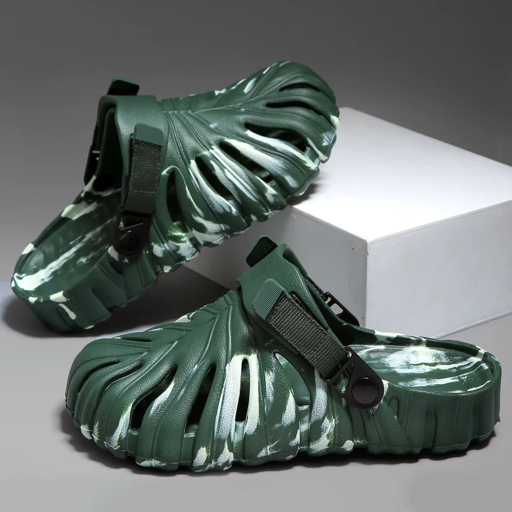 Male Slipper Platform Cloud Monstera Funny Leaf Home Soft Slides Sandals Outdoor Summer Ladies House Shoe Flat Men Female Beach