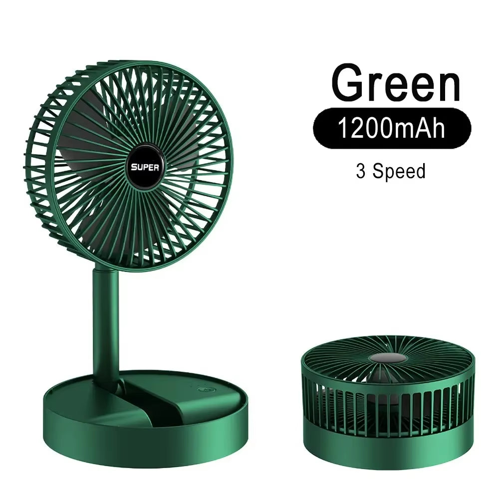 Wireless Silent Fan Portable USB Rechargeable Folding Telescopic Floor Fan Low Noise High Battery Life3Speed Outdoor Camping Fan