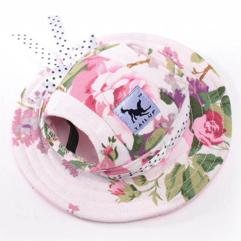 Dog Cap with Ear Holes for Small Dogs Canvas Cap Dog Baseball Beach Visor Hat Puppy Outdoor Cap Headdress Accessories Dog Caps 4