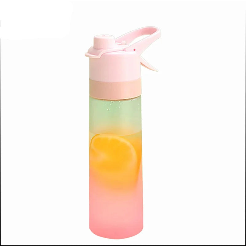 1-4PCS Large Capacity Spray Water Bottle with Straw Gradient Frosted Portable Outdoor Sports Travel Mist Sprayer Reusable Cup