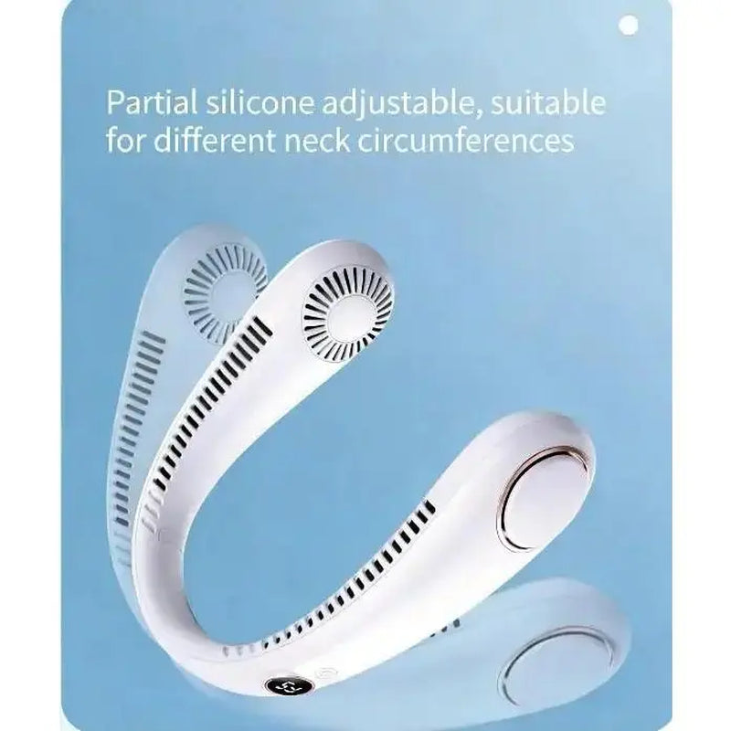 Neck Fan, Rechargeable Personal Portable, Hands Free Wearable Batteryoperated 5 Speeds, USB Neck Cooling for Indoor Outdoor, Adjustable Width Fit, White Hands-Free Neck Fan with Digital Display Bladeless Neck Fan