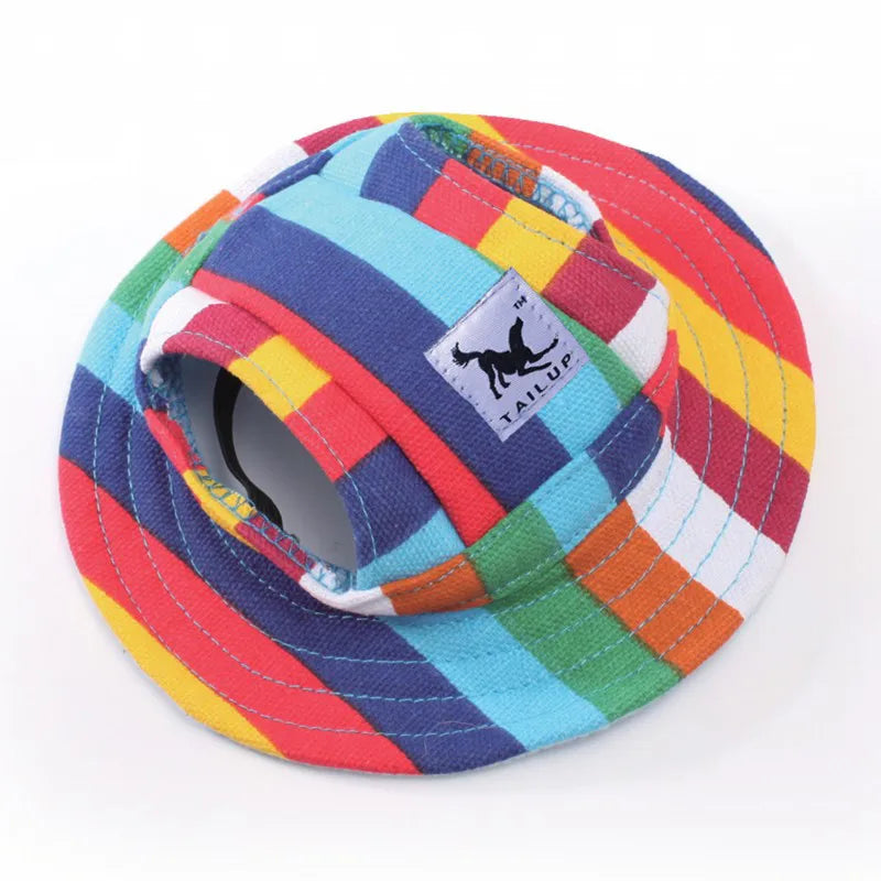 Dog Cap with Ear Holes for Small Dogs Canvas Cap Dog Baseball Beach Visor Hat Puppy Outdoor Cap Headdress Accessories Dog Caps 4