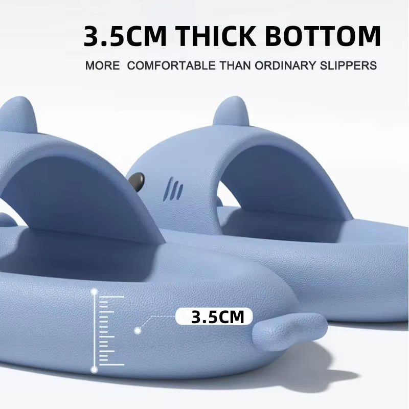 Fashion Shark Slippers for Women Men Outdoor Beach Slides Bathroom Non-Slip Thick Sandals Home Couple Flat Shoe Shark Flip Flops