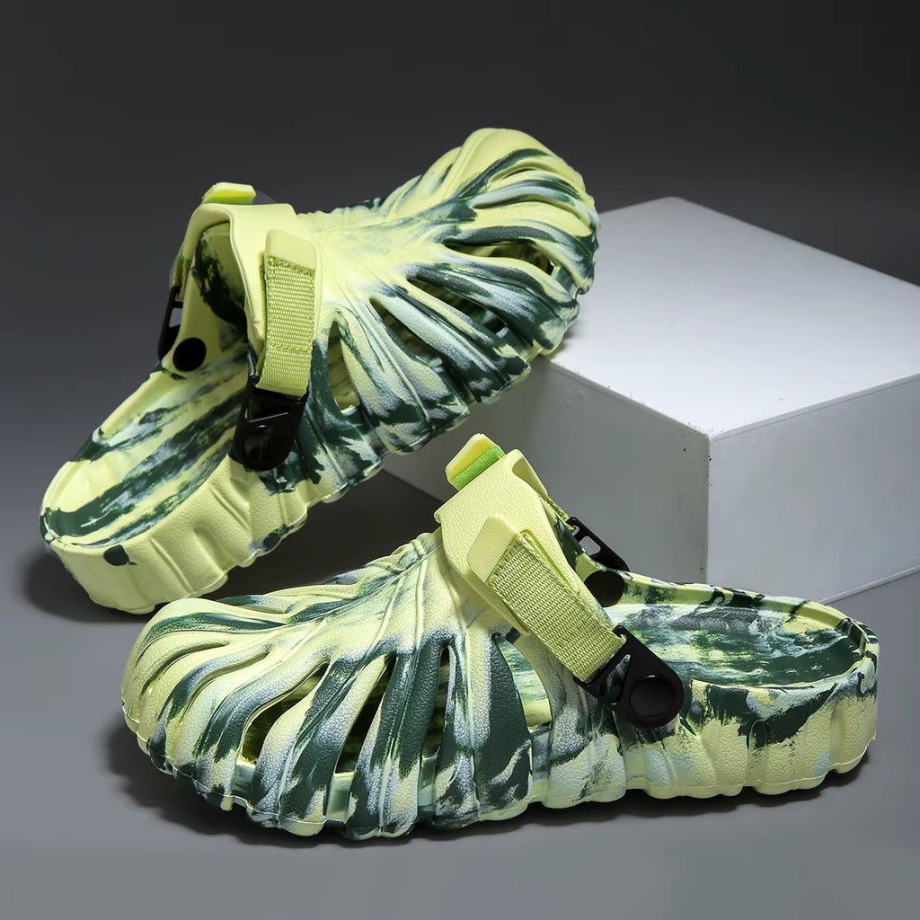 Male Slipper Platform Cloud Monstera Funny Leaf Home Soft Slides Sandals Outdoor Summer Ladies House Shoe Flat Men Female Beach