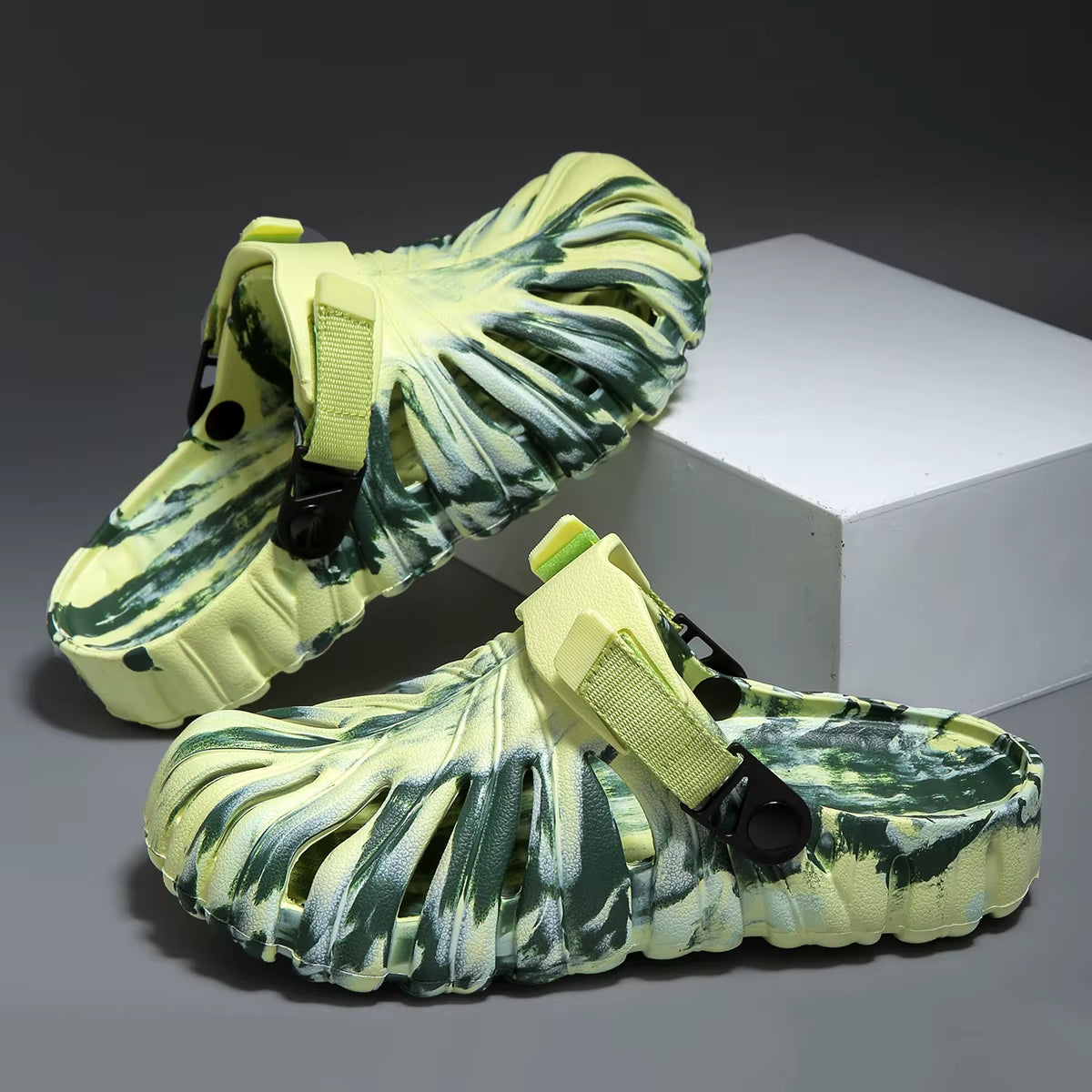 Male Slipper Platform Cloud Monstera Funny Leaf Home Soft Slides Sandals Outdoor Summer Ladies House Shoe Flat Men Female Beach