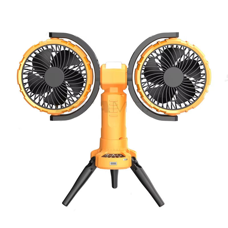 8000Mah Camping Fan Outdoor Rechargeable Cooling Fan Automatic Rotation Portable Fan with Led Light Charging All in One