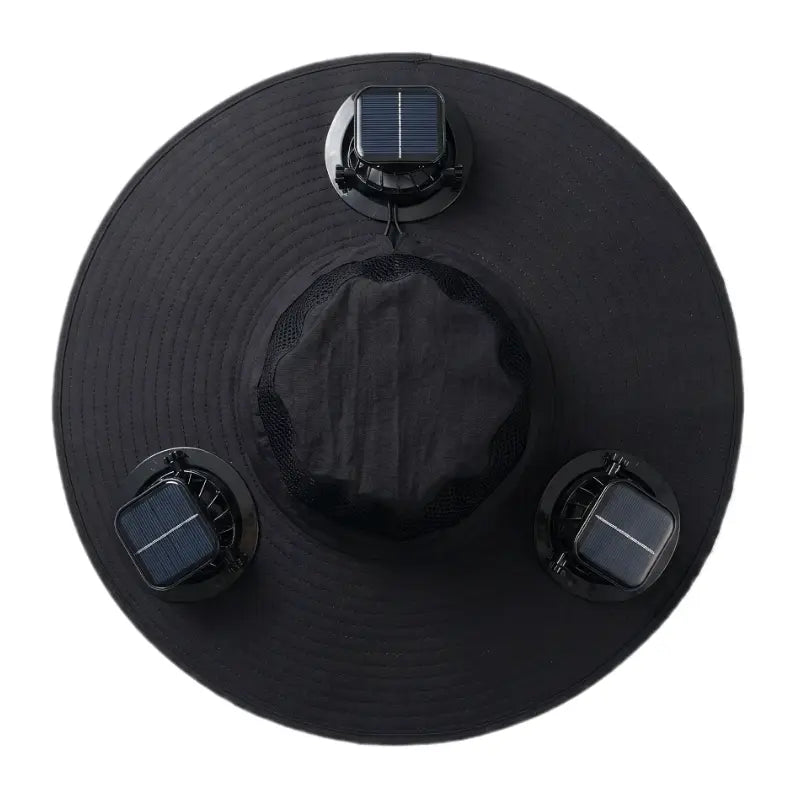 2026 New Three Solar Fan Outdoor Cooling Fan Hat — Sun Protection Hat with Solar Fan,Three-Power Rechargeable Fan,Outdoor Water-Resistant Fan Hat,Ideal for Sporting Events,Unisex Design Tiktokshopspringglowup