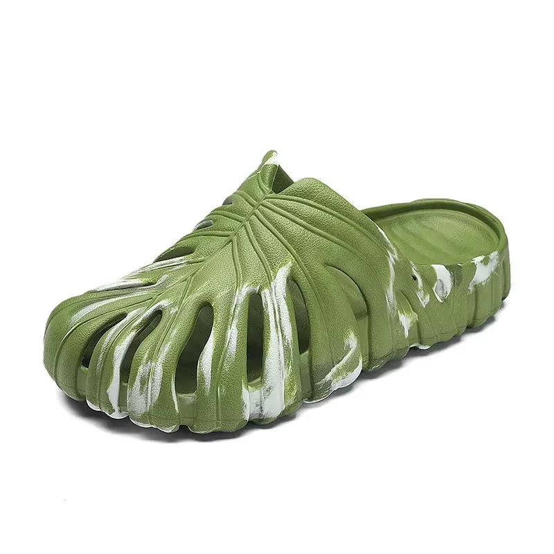 Male Slipper Platform Cloud Monstera Funny Leaf Home Soft Slides Sandals Outdoor Summer Ladies House Shoe Flat Men Female Beach