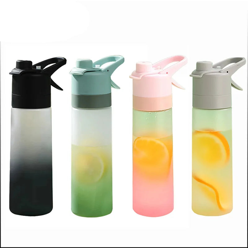 1-4PCS Large Capacity Spray Water Bottle with Straw Gradient Frosted Portable Outdoor Sports Travel Mist Sprayer Reusable Cup