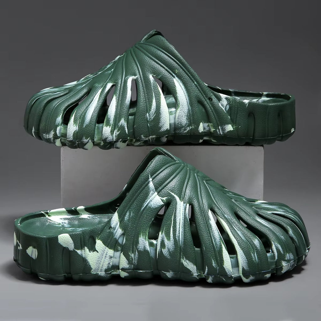 Male Slipper Platform Cloud Monstera Funny Leaf Home Soft Slides Sandals Outdoor Summer Ladies House Shoe Flat Men Female Beach