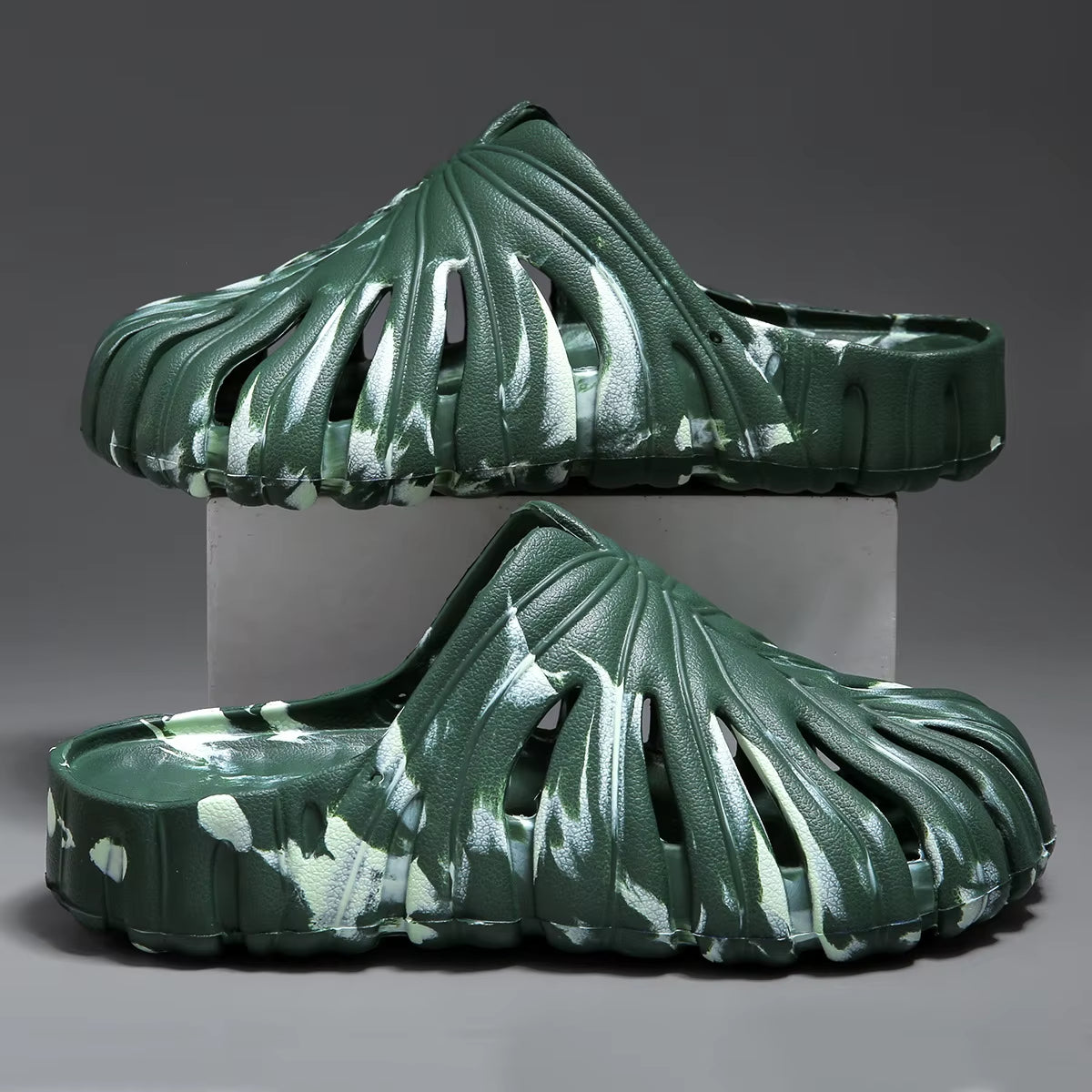 Male Slipper Platform Cloud Monstera Funny Leaf Home Soft Slides Sandals Outdoor Summer Ladies House Shoe Flat Men Female Beach