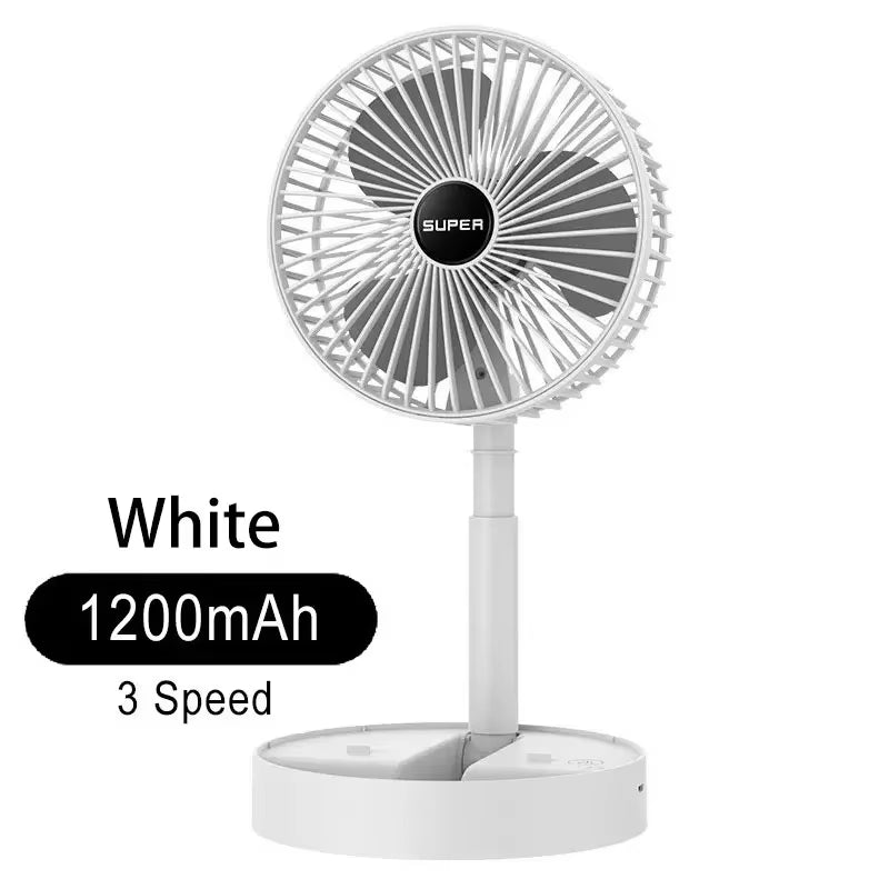 Wireless Silent Fan Portable USB Rechargeable Folding Telescopic Floor Fan Low Noise High Battery Life3Speed Outdoor Camping Fan